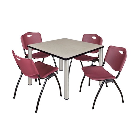 Kee Square Table & Chair Set, Wood, Metal, Plastic Top, Maple