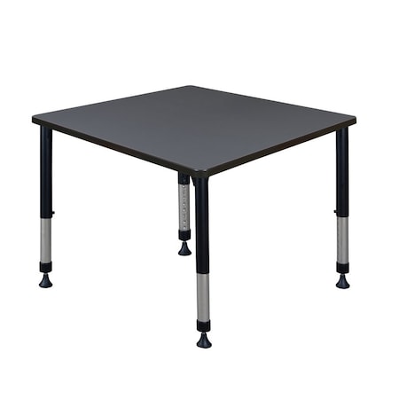 Square Square Classroom Tables, 42 W, 42 L, 23-34 H, Wood, Metal, Gray