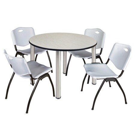 Kee Round Table & Chair Set, Wood, Metal, Plastic Top, Maple