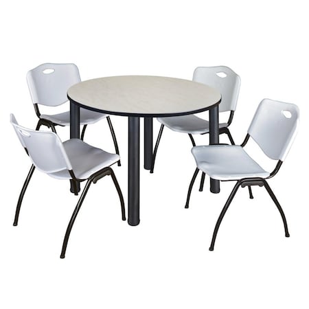 Kee Round Table & Chair Set, Wood, Metal, Plastic Top, Maple