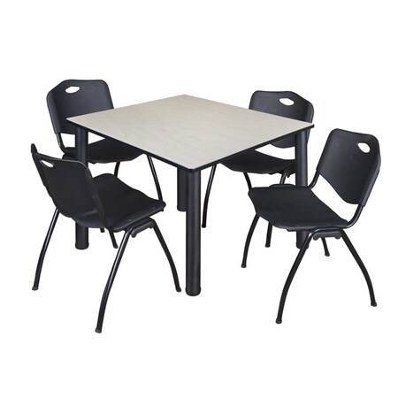 Kee Square Table & Chair Set, Wood, Metal, Plastic Top, Maple