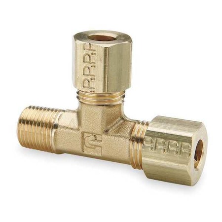 3/8" Compression x 1/4" MNPT Brass Run Tee 10PK