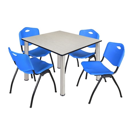 Kee Square Table & Chair Set, Wood, Metal, Plastic Top, Maple
