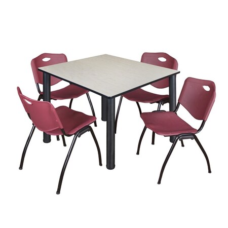 Kee Square Table & Chair Set, Wood, Metal, Plastic Top, Maple