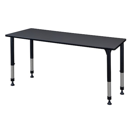 Rectangular Classroom Tables, 66 W, 30 L, 23-34 H, Wood, Metal, Grey