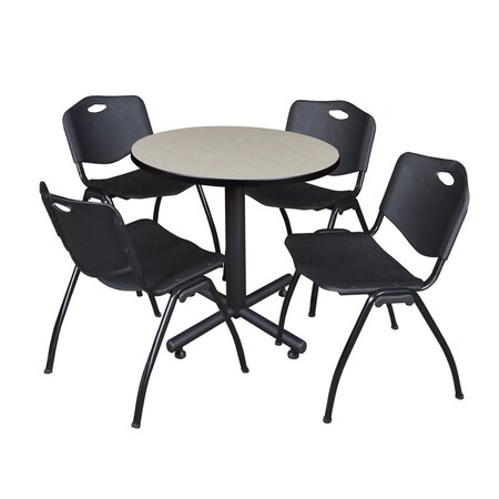 Kobe Round Table & Chair Set, Wood, Metal, Plastic Top, Maple