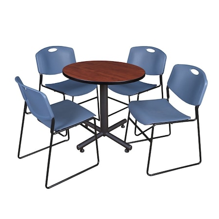 Kobe Round Table & Chair Set, Wood, Metal, Polypropylene Top