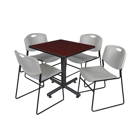 Kobe Square Table & Chair Set, Wood, Metal, Polypropylene Top