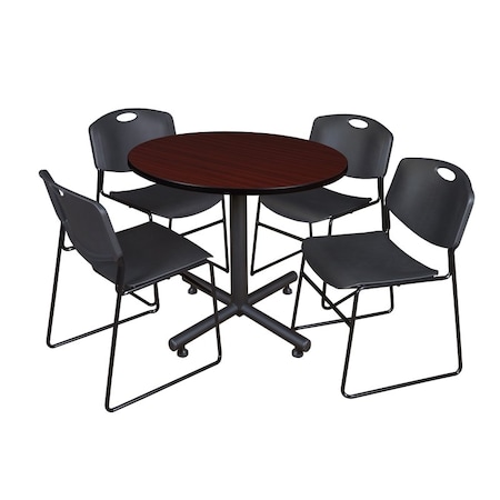 Kobe Round Table & Chair Set, Wood, Metal, Polypropylene Top
