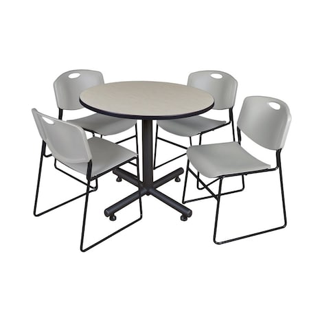 Kobe Round Table & Chair Set, Wood, Metal, Polypropylene Top