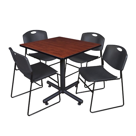 Kobe Square Table & Chair Set, Wood, Metal, Polypropylene Top