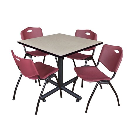 Kobe Square Table & Chair Set, Wood, Metal, Plastic Top, Maple
