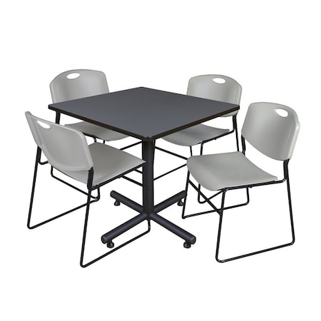 Kobe Square Table & Chair Set, Wood, Metal, Polypropylene Top