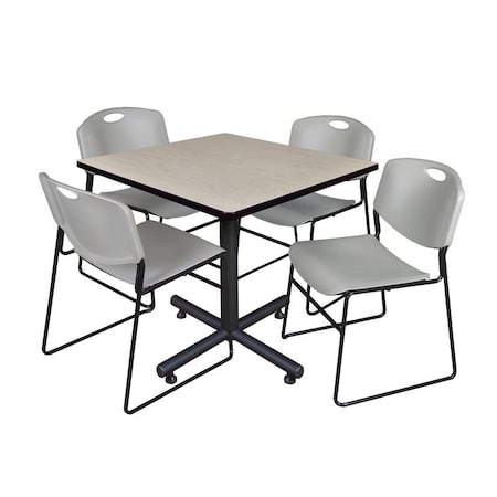 Kobe Square Table & Chair Set, Wood, Metal, Polypropylene Top