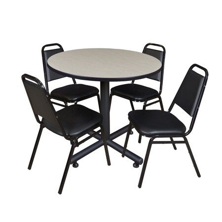 Kobe Round Table & Chair Set, Wood, Metal, Vinyl Top, Maple
