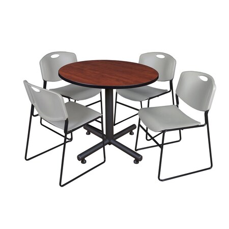 Kobe Round Table & Chair Set, Wood, Metal, Polypropylene Top