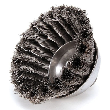 Cup Wire Brush, Threaded Arbor, 3-1/2"