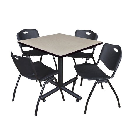 Kobe Square Table & Chair Set, Wood, Metal, Plastic Top, Maple