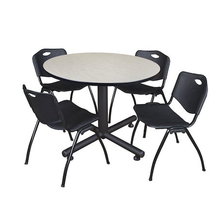Kobe Round Table & Chair Set, Wood, Metal, Plastic Top, Maple