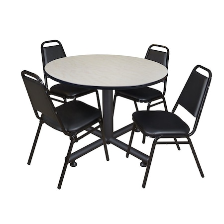 Kobe Round Table & Chair Set, Wood, Metal, Vinyl Top, Maple
