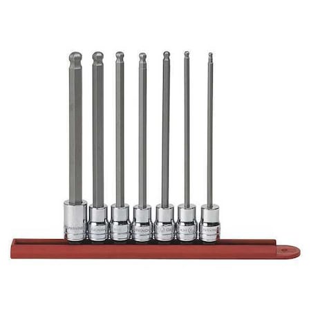 7 Piece 3/8" Drive Long Ball End Hex Bit SAE Socket Set