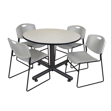 Kobe Round Table & Chair Set, Wood, Metal, Polypropylene Top
