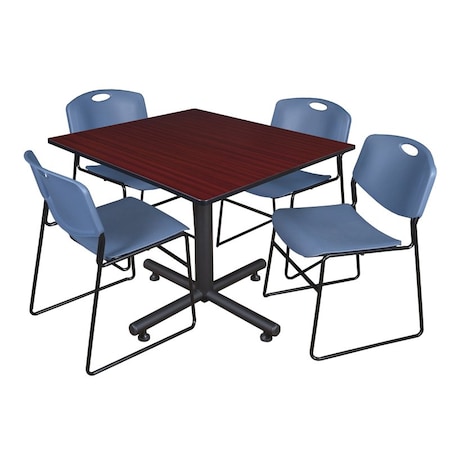 Kobe Square Table & Chair Set, Wood, Metal, Polypropylene Top
