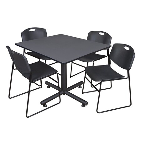 Kobe Square Table & Chair Set, Wood, Metal, Polypropylene Top