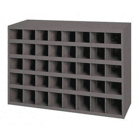 Pigeonhole Bin Unit, 33.75 in W x 8.5 in D x 22.25 in H, 40 Compartments, Gray, Steel