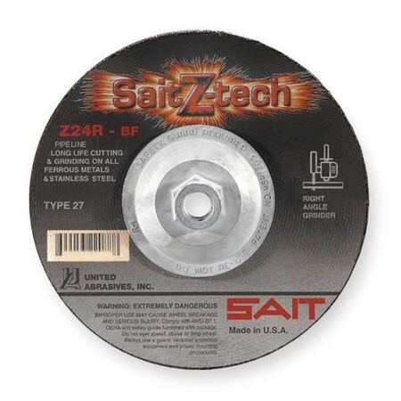 Cut-Off & Grinding Wheel, Type 27, 9 in Dia, 0.125 in Thick, 5/8"-11 Arbor Hole Size, 24 Grit
