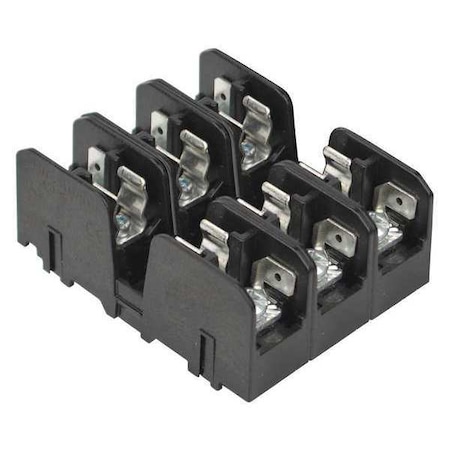 Open Fuse Block, 0 to 30A Amp Range, 600V AC/DC Volt Rating, 3 Poles, Quick Connect