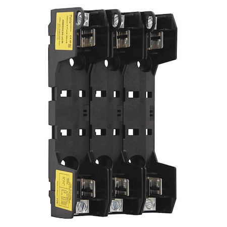Open Fuse Block, 0 to 30A Amp Range, 600V AC/DC Volt Rating, 3 Poles, Box Lug