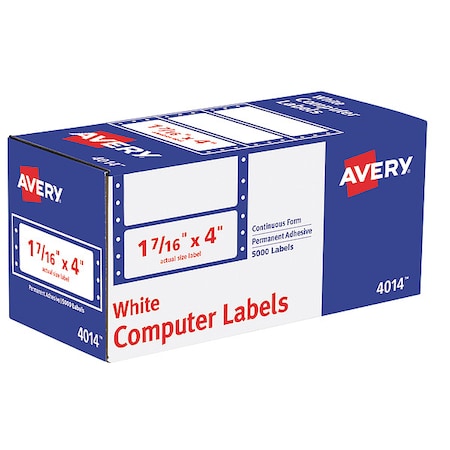Dot Matrix Label, 4 in Label W, 1 7/16 in Label H, 1 Labels per Sheet White