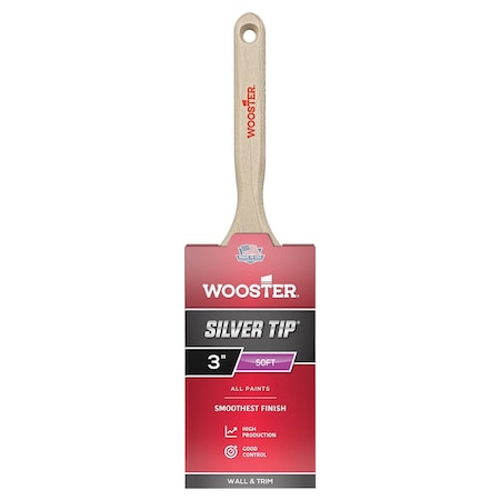 3" Flat Sash Soft, Silver CT Polyester Bristle, Paint Brush, Wood Handle