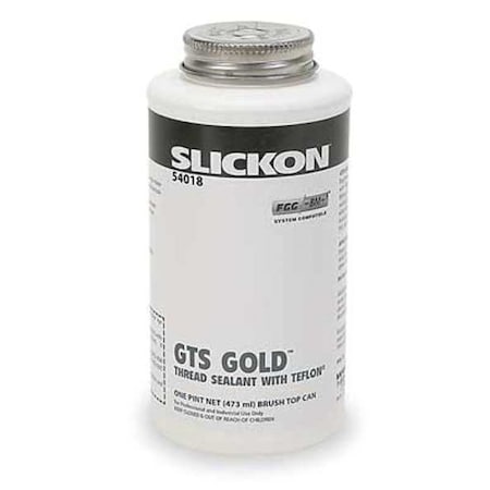 Pipe Thread Sealant 19.2 fl oz, Brush-Top Can, Slickon GTS Gold, Yellow, Paste