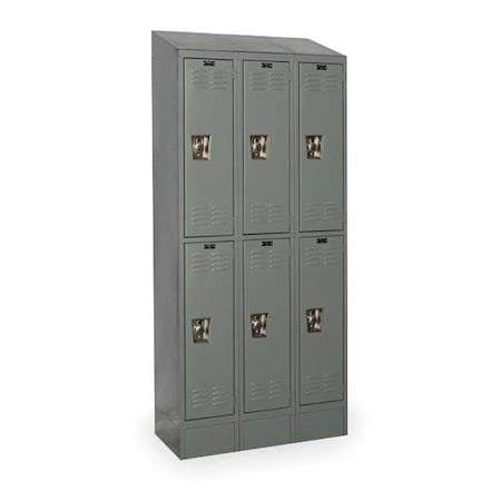 Wardrobe Locker, 36 in W, 18 in D, 78 in H, (2) Tier, (3) Wide, Dark Gray