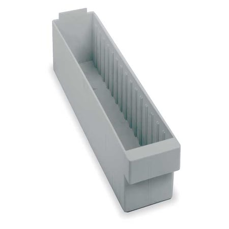 Gray Drawer Bin, 17-5/8"L x 3-3/4"W x 4-5/8"H