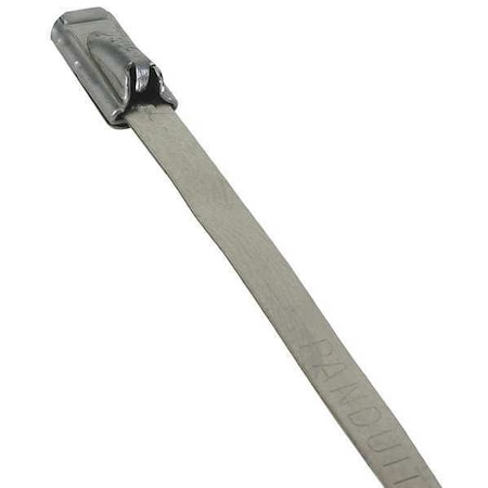 Cable Tie, 5 in L, 1 in Max Bundle Dia., Silver, 316 Stainless Steel, 200 lb Strength, 100 PK
