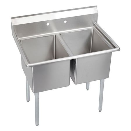Dependabilt SS 39" x 25-13/16" x 43-3/4" 18 Gauge Two Compartment Sink with Stainless Steel Legs