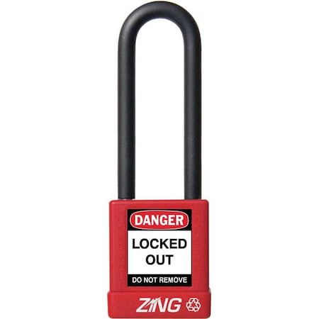 Lockout Padlock, Keyed Alike, Aluminum, Red, 3 in Shackle Height, 1 1/2 in Body Width