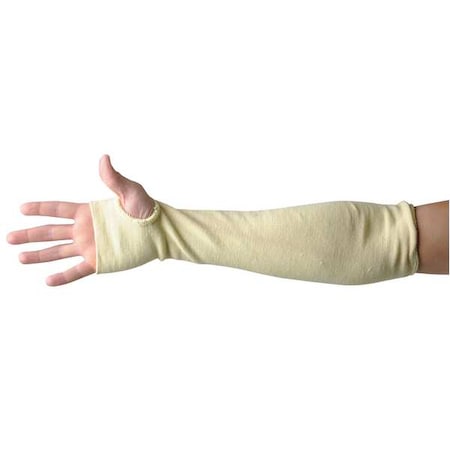 Cut-Resistant Sleeve with Thumbhole, Cut Level A2, Knit Cuff, 14 in L, Yellow, Large