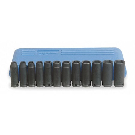 Impact Socket Set, 3/8" Dr, 12 pc