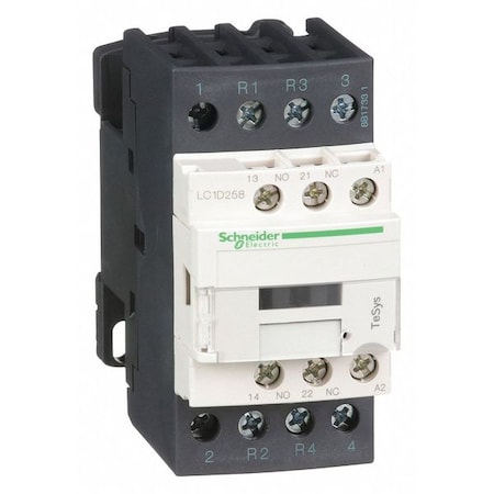 IEC Magnetic Contactor, 1NC/1NO, 120V AC, 4 P, Non-Reversing, Screw Clamp