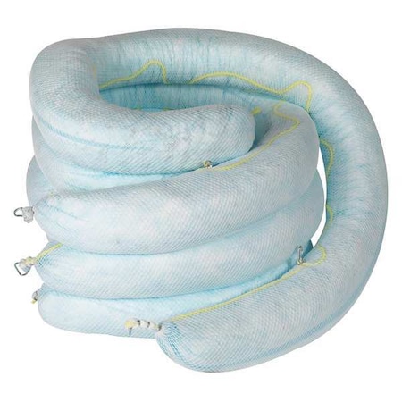Sorbent Boom, 65 gal, 8 in x 10 ft, Oil, Blue, 4 PK