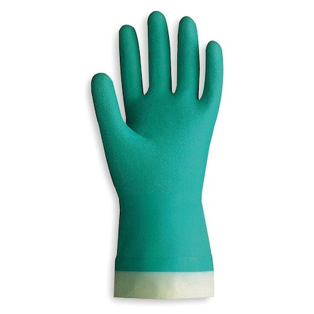 Chemical Resistant Gloves, Nitrile, Gauntlet, Green, M, 1 PR