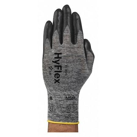 Coated Gloves, Nitrile, Smooth, Palm, 3 Abrasion Level, Gray, 8 1 PR
