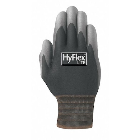 Coated Gloves, Polyurethane, Smooth, Palm, 3 Abrasion Level, Black, 7 1 PR