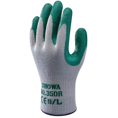 Coated Gloves, Nitrile, Textured, Palm and Fingers, 2 Abrasion Level, Gray, Green, XL 1 PR