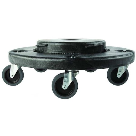 Quiet Container Dolly for BRUTE 20-55 gal Containers 250 lb Load Capacity, 5 Swivel Casters, Black