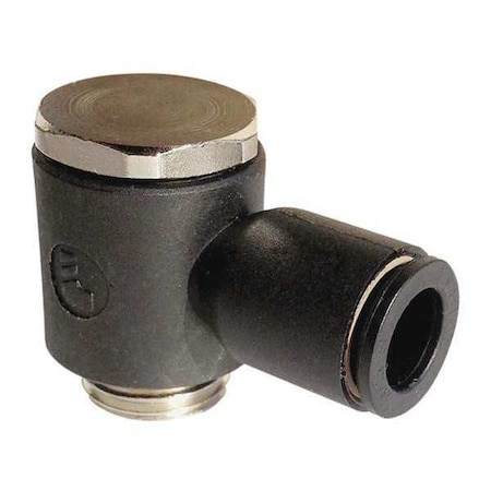 Push-Fit Adapter Fitting, 1/8 in Tube Size, Fiberglass-Reinforced Nylon, Black, 10 PK